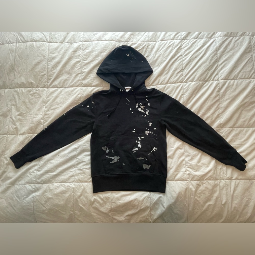 Helmut Lang Paint Splatter Logo Hoodie Black XS